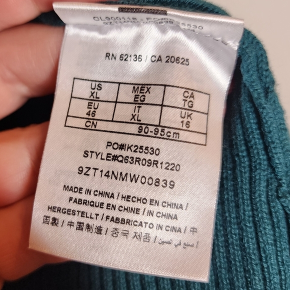 NWT GUESS Malina Green Ribbed Zip Front Long Sleeve Sweater Size XL - Picture 8 of 16